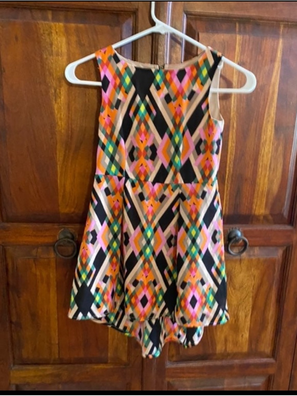 GB girls Multicolor Chevron Print Dress — Pink, Orange, Green, Black